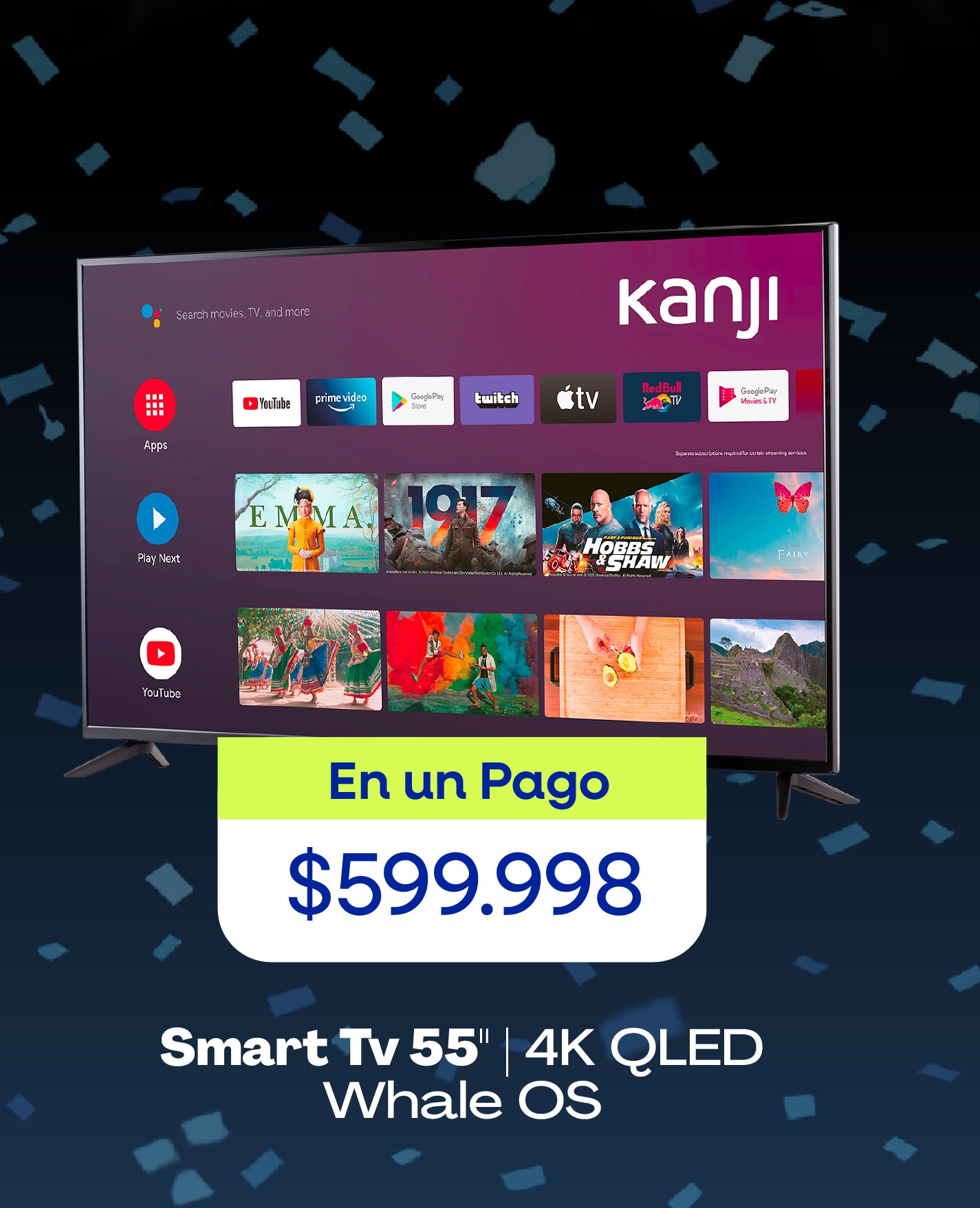 kanji En un Pago $869.398 Smart Tv 65